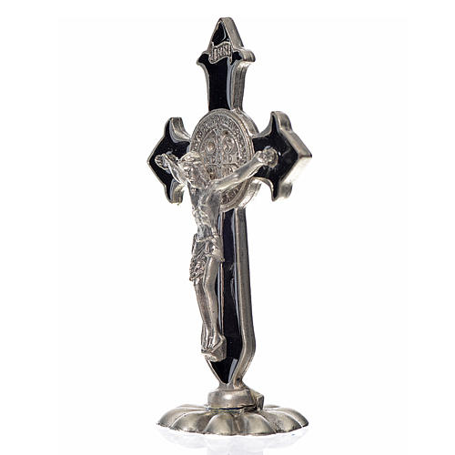 St. Benedict table cross 7x4cm, made of zamak and black enamel 2