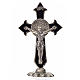 St. Benedict table cross 7x4cm, made of zamak and black enamel s1