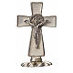 St. Benedict table cross 5x3cm, made of zamak and white enamel s5