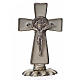 St. Benedict table cross 5x3cm, made of zamak and white enamel s1