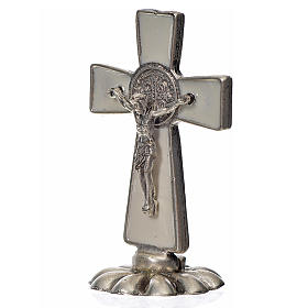 St. Benedict table cross 5x3cm, made of zamak and white enamel