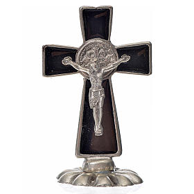 St. Benedict table cross 5x3cm, made of zamak and black enamel