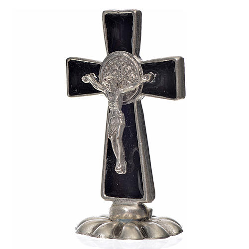 Croix Saint Benoît à poser 5x3 cm zamac émaillé noir 2
