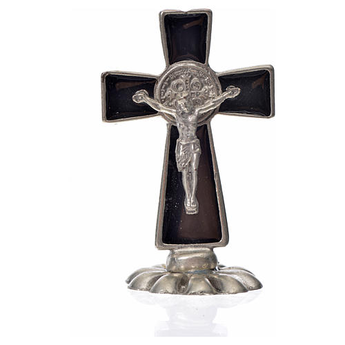St. Benedict table cross 5x3cm, made of zamak and black enamel 3