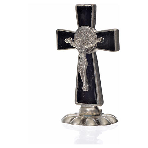 St. Benedict table cross 5x3cm, made of zamak and black enamel 4