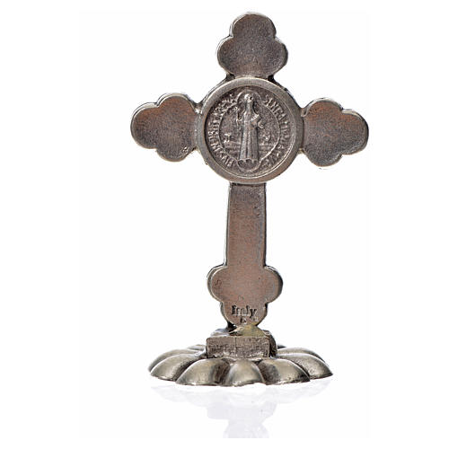 St. Benedict table trefoil cross 5x3.5cm, made of zamak and whit 4
