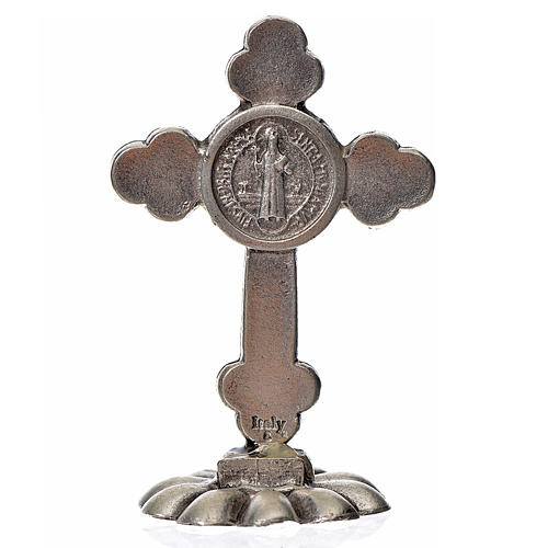 St. Benedict table trefoil cross 5x3.5cm, made of zamak and whit 2
