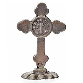St. Benedict table trefoil cross 5x3.5cm, made of zamak and whit