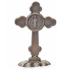 St. Benedict table trefoil cross 5x3.5cm, made of zamak and blue