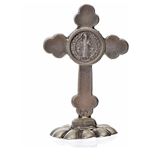 St. Benedict table trefoil cross 5x3.5cm, made of zamak and blue 4