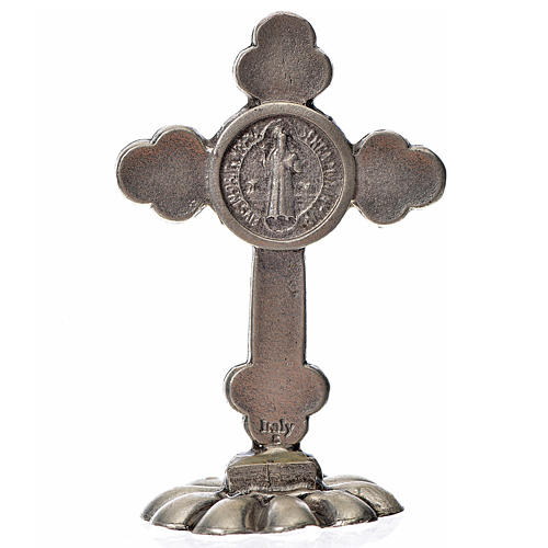 St. Benedict table trefoil cross 5x3.5cm, made of zamak and blue 2
