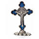 St. Benedict table trefoil cross 5x3.5cm, made of zamak and blue s3