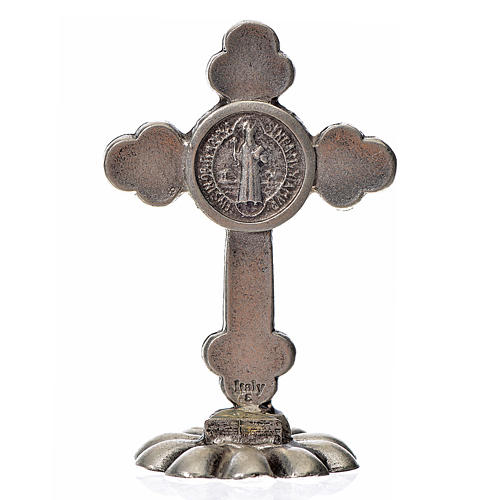 Kreuz Sankt Benedikt dreilappig für Tisch schwarz 5x3.5 cm 2