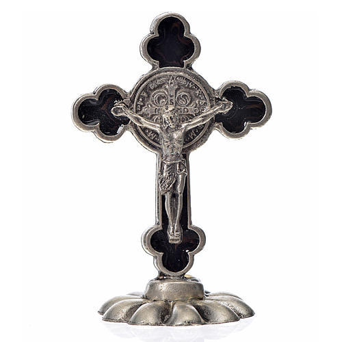 Krzyż świętego Benedykta na stół, zakończenia koniczyna, 5 X 3,5cm, czarny. 1