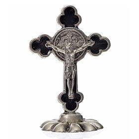 St. Benedict table trefoil cross 5x3.5cm, made of zamak and blac