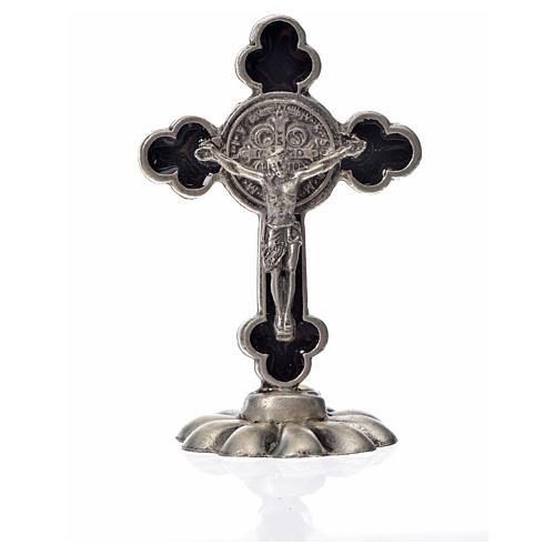 St. Benedict table trefoil cross 5x3.5cm, made of zamak and blac 3