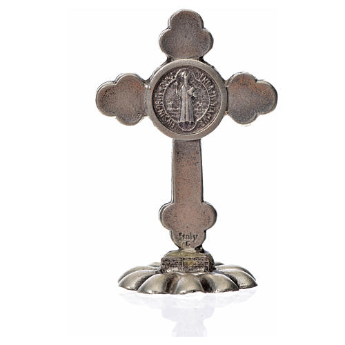 St. Benedict table trefoil cross 5x3.5cm, made of zamak and blac 4