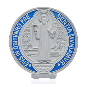 Médaille croix de Saint Benoît à poser 12,5 cm zamac blanc
