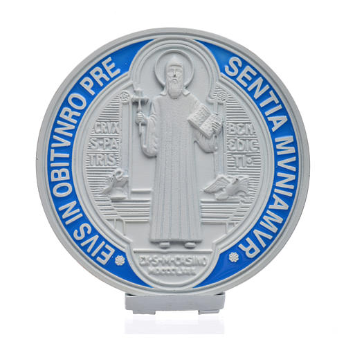 Medalion ze świętym Benedyktem 12,5 cm, zamak lakier biały 1