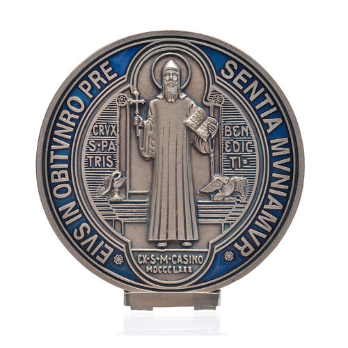 Medalla cruz San Benito zamak plateada 12.5 cm. 4