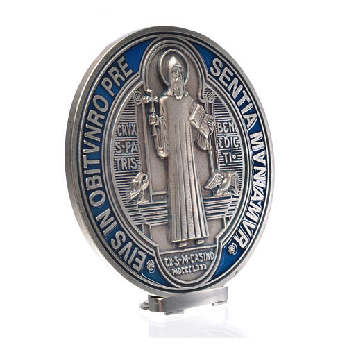 Médaille croix de Saint Benoît à poser 12,5 cm zamac argenté 5