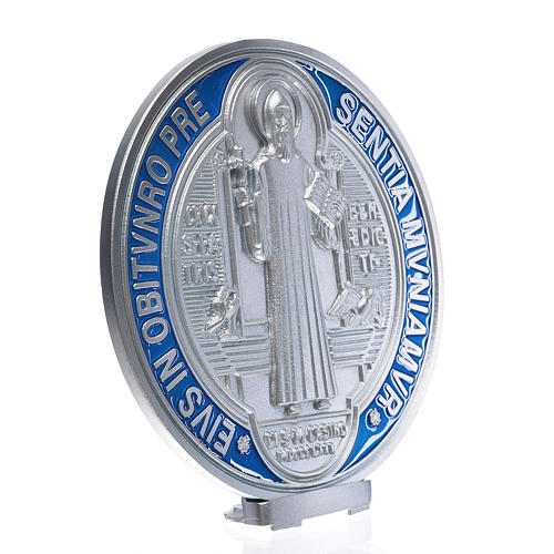 Médaille croix de Saint Benoît à poser 12,5 cm zamac argenté 2