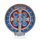 Medaglia croce San Benedetto zama vernice argentata 12,5 cm s3
