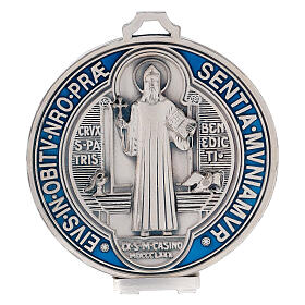 Médaille croix Saint Benoît zamac avec argenture 12,5 cm