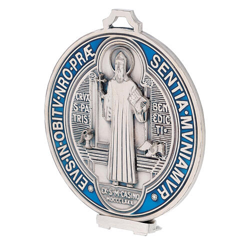 Medalion ze świętym Benedyktem 12,5 cm zamak posrebrzany 3