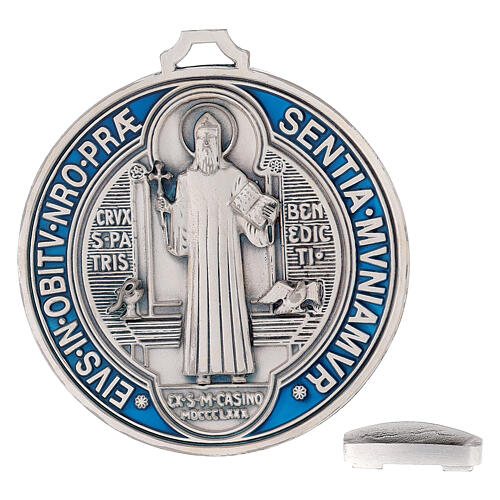 Medalion ze świętym Benedyktem 12,5 cm zamak posrebrzany 5