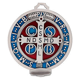 St. Benedict cross medal, zamak with silver plating 12.5cm