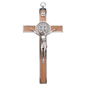 Kreuz Sankt Benedikt aus Zamak-Legierung mit Holz-Schnitzerei