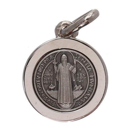Medalik krzyż Św. Benedykta srebro 925 średnica 16mm 1
