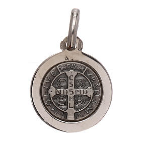 Medalha cruz São Bento prata 925 12 mm