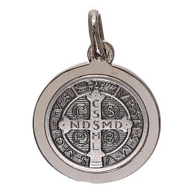 Medalha cruz São Bento prata 925 16 mm