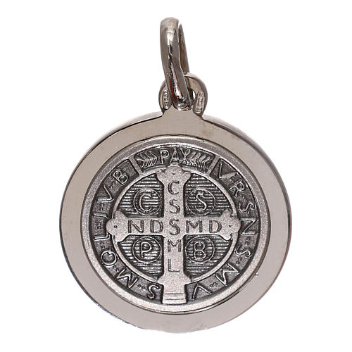 Medalha cruz São Bento prata 925 16 mm 2