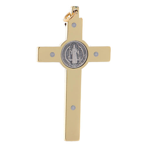 Krzyż Święty Benedykt ze stali pozłacany 6x3 cm 2