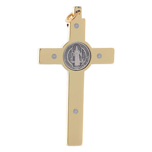 Cruz São Bento em aço dourado 6x3 cm 2