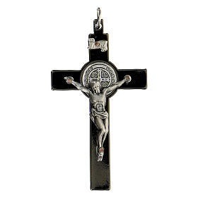 Cross of St. Benedict in black steel 6x3 cm