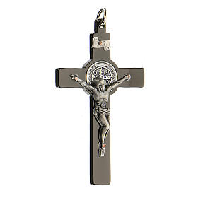 Croix St Benoît en acier noir 6x3 cm
