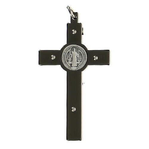 Croce S. Benedetto in acciaio nero 6x3 cm  3