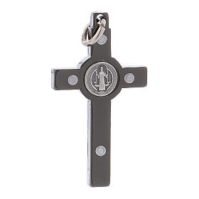 Kreuz von Sankt Benedikt aus schwarzem Stahl, 4 x 2 cm