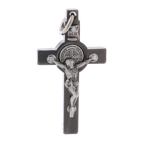 Kreuz von Sankt Benedikt aus schwarzem Stahl, 4 x 2 cm 1