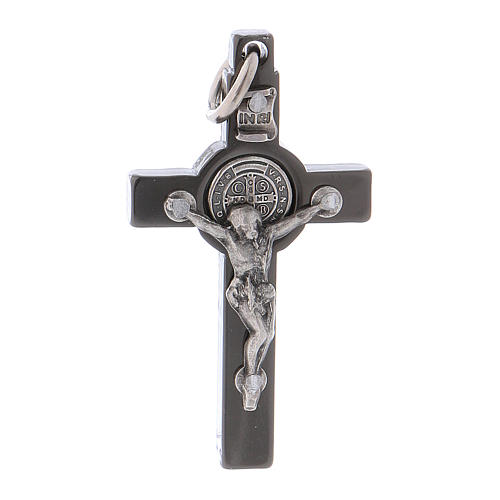 Croix acier noir 4x2 cm Saint Benoît 1