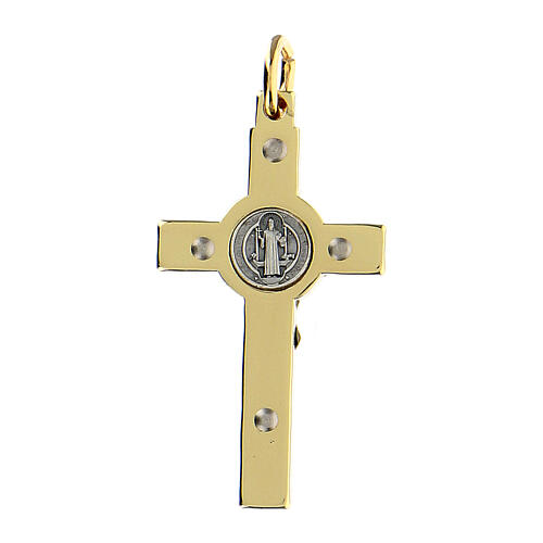 Kreuz von Sankt Benedikt aus vergoldetem Stahl, 4 x 2 cm 3