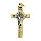 Cross of St. Benedict in golden steel 4x2 cm s1