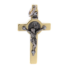 Croci di san Benedetto: Croce in acciaio dorato 4x2 cm San Benedetto