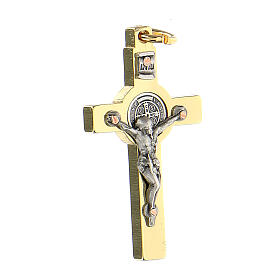 Krzyż ze stali pozłacany 4x2 cm Święty Benedykt