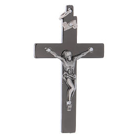 Cross of St. Benedict in smooth steel with black chrome 6x3 cm