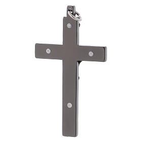 Cruz de San Benito de acero lisa 6x3 cm cromo negro
